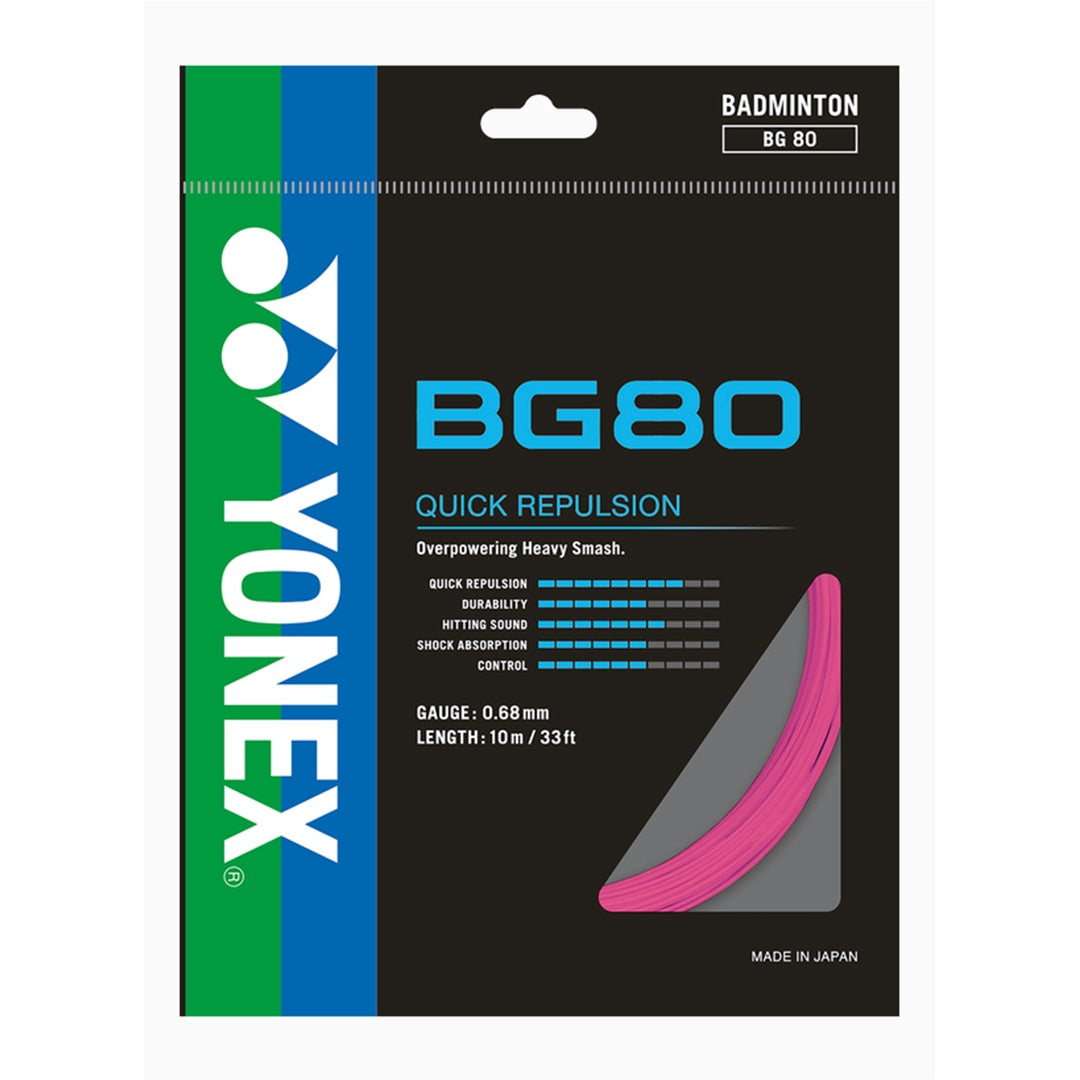 Yonex BG80 Badminton String Set Neon Pink